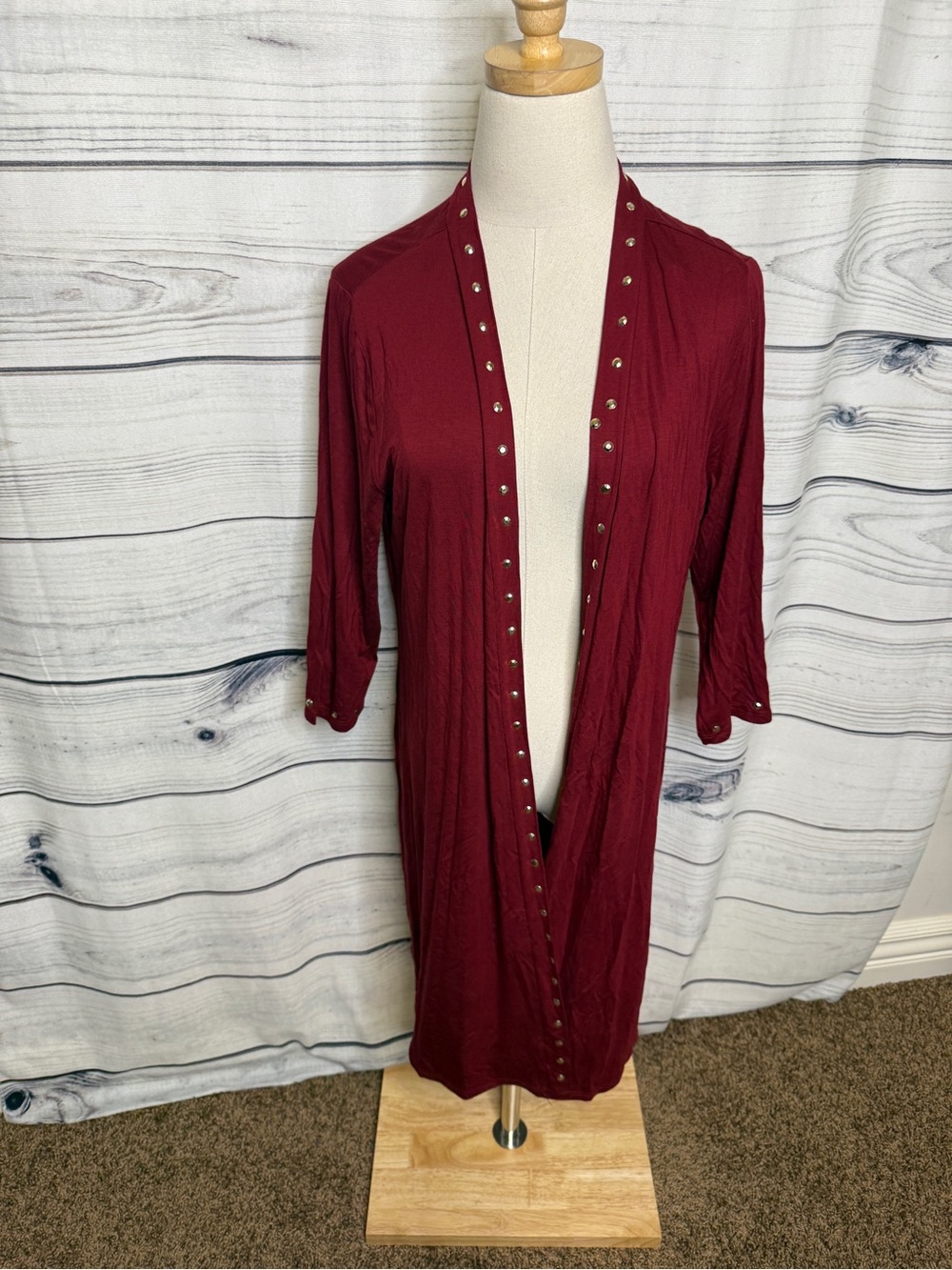 Belldini Burgundy Open Front Tunic with Stud Trim
